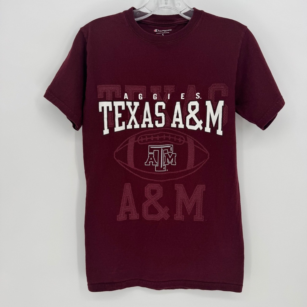 Champion Texas A&M‎ Aggies Football T Shirt Burgundy Size Small